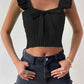 Square Neck Tie Front Knit Top