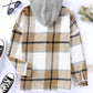 Plaid Button Front Brushed Hooded Jacket
