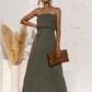 Strapless Tie Waist Tiered Maxi Dress
