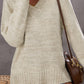Heathered Ribbed Trim V-Neck Drop Shoulder Sweater