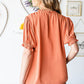 Frill Neck Short Flounce Sleeve Blouse