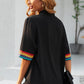 Embroidered Deep V Neck Chiffon Top