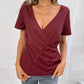 Button Detail Surplice Short Sleeve Tee