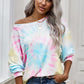 Tie-Dye Boat Neck Batwing Sleeve Tee