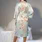 Floral Drop Shoulder Tie Waist Satin Robe