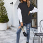 Mixed Knit Short Sleeve Turtleneck Sweater