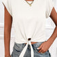 Tied Round Neck Crop Tee