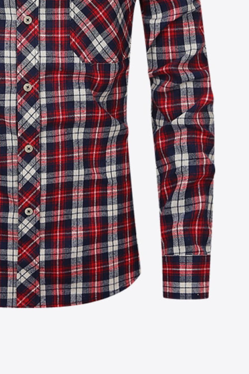 Plaid Button-Front Long Sleeve Shirt with Pockets