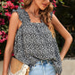 Ditsy Floral Ruffled Square Neck Sleeveless Tank