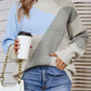 Color Block Dropped Shoulder Mock Neck Sweater