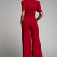 Belted Square Neck Puff Sleeve Jumpsuit