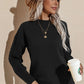 Mock Neck Cable Knit Sleeves Sweater