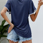 Pom-Pom Trim Flutter Sleeve Round Neck Tee