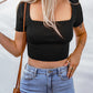 Lace-Up Square Neck Crop Top