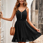 Decorative Button Smocked Waist Spaghetti Strap Dress