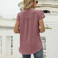 Swiss Dot Notched Neck Short Sleeve Top