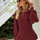 Rib-Knit Lantern Sleeve Peplum Sweater