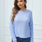 Eyelet Round Neck Long Sleeve Top
