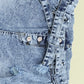 Acid Wash Belted Button Fly Distressed Jeans