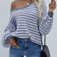 Striped Drop Shoulder V-Neck Pullover Sweater