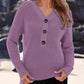 Half Button Long Sleeve Knit Top