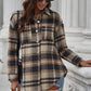 Plaid Curved Hem Dropped Shoulder Longline Shirt Jacket