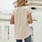 Swiss Dot Notched Neck Short Sleeve Top