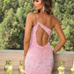 Sequin Cutout Back One-Shoulder Bodycon Dress