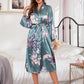 Floral Drop Shoulder Tie Waist Satin Robe