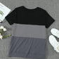 Color Block Side Slit Round Neck T-Shirt