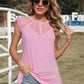 Lace Yoke Round Neck Tank