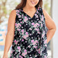 Plus Size Floral Tie Neck Tank