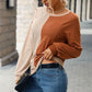 Two-Tone Round Neck Raglan Sleeve Sweatshirt