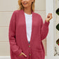 Button Front Plunge Cardigan with Front Pockets