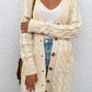 Cable-Knit Button Down Longline Cardigan with Pockets