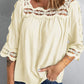 Crochet Openwork Three-Quarter Sleeve Blouse