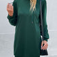 Drawstring Puff Sleeve Hooded Dress