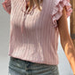 Textured Tie Neck Butterfly Sleeve Blouse