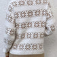 Snowflake Contrast Trim Long Sleeve Sweater