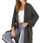 Open Front Slit Exposed Seam Cardigan