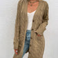 Cable-Knit Button Down Longline Cardigan with Pockets