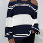 Striped Cutout Cold-Shoulder Tunic Sweater