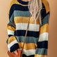 Striped Dropped Shoulder Knitted Pullover Sweater