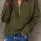 Half Zip Rib-Knit Dropped Shoulder Sweater