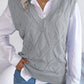 Openwork Ribbed Trim Sweater Vest