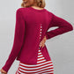 Full Size Striped Faux Layered Long Sleeve Top