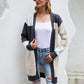Color Block Ribbed Trim Open Front Cardigan