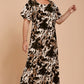 Plus Size Printed Flutter Sleeve Maxi Dress
