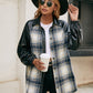 Plaid Button Down Raglan Sleeve Jacket