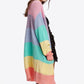 Color Block Open Front Drop Shoulder Cardigan with Pockets